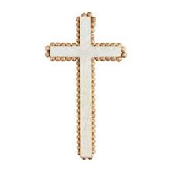 Gold Beaded Cross Sitter from Designs by Dennis, florist in Kingfisher, OK